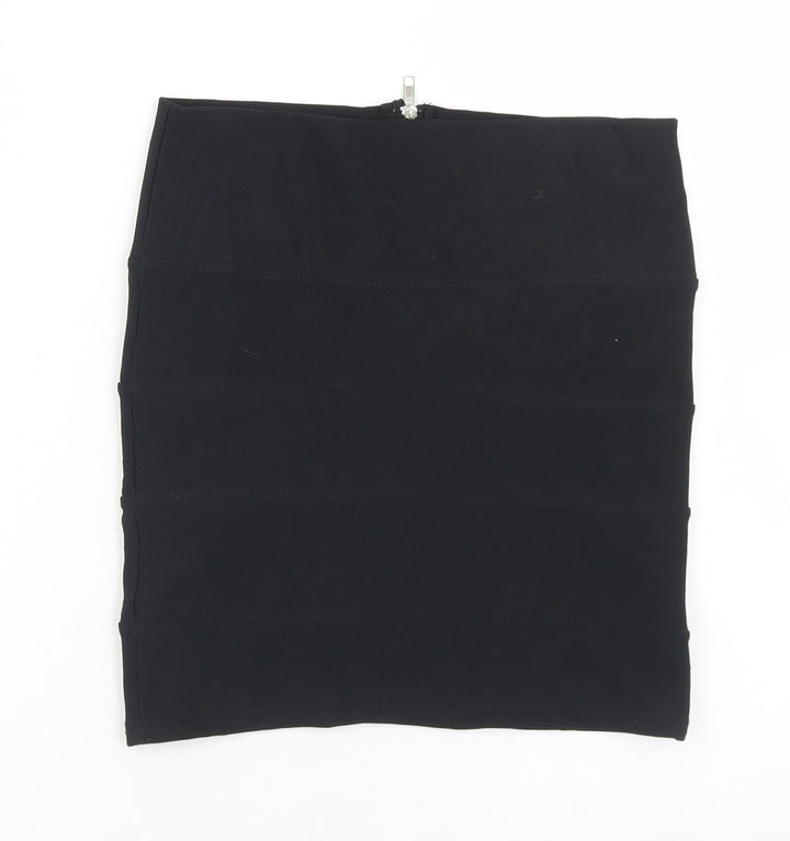 Preworn Womens Black Polyester Bandage Skirt Size 8 Zip