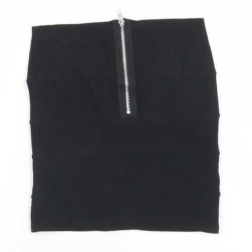 Preworn Womens Black  Polyester Bandage Skirt Size 8   Zip