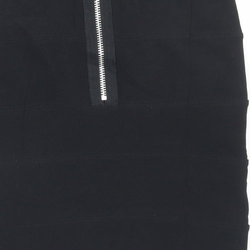Preworn Womens Black  Polyester Bandage Skirt Size 8   Zip