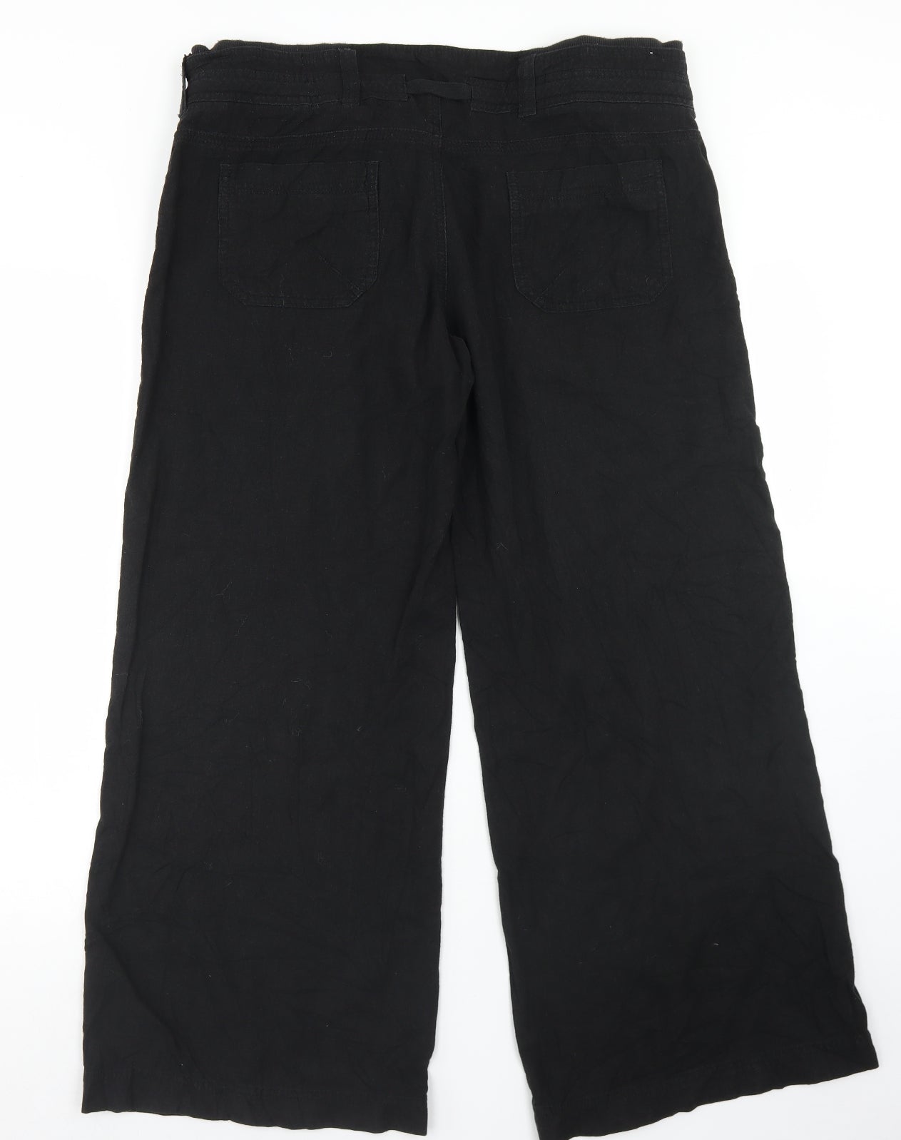 New Look Womens Black  Linen Trousers  Size 16 L27 in Regular Button