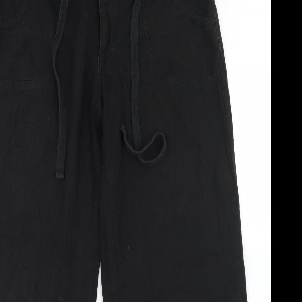 New Look Womens Black  Linen Trousers  Size 16 L27 in Regular Button
