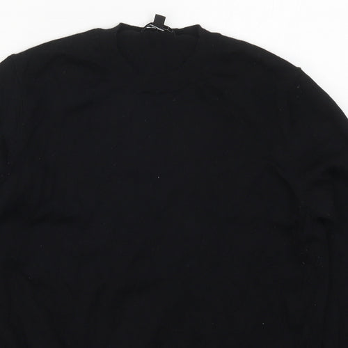 Uniqlo Mens Black Crew Neck  Viscose Pullover Jumper Size M