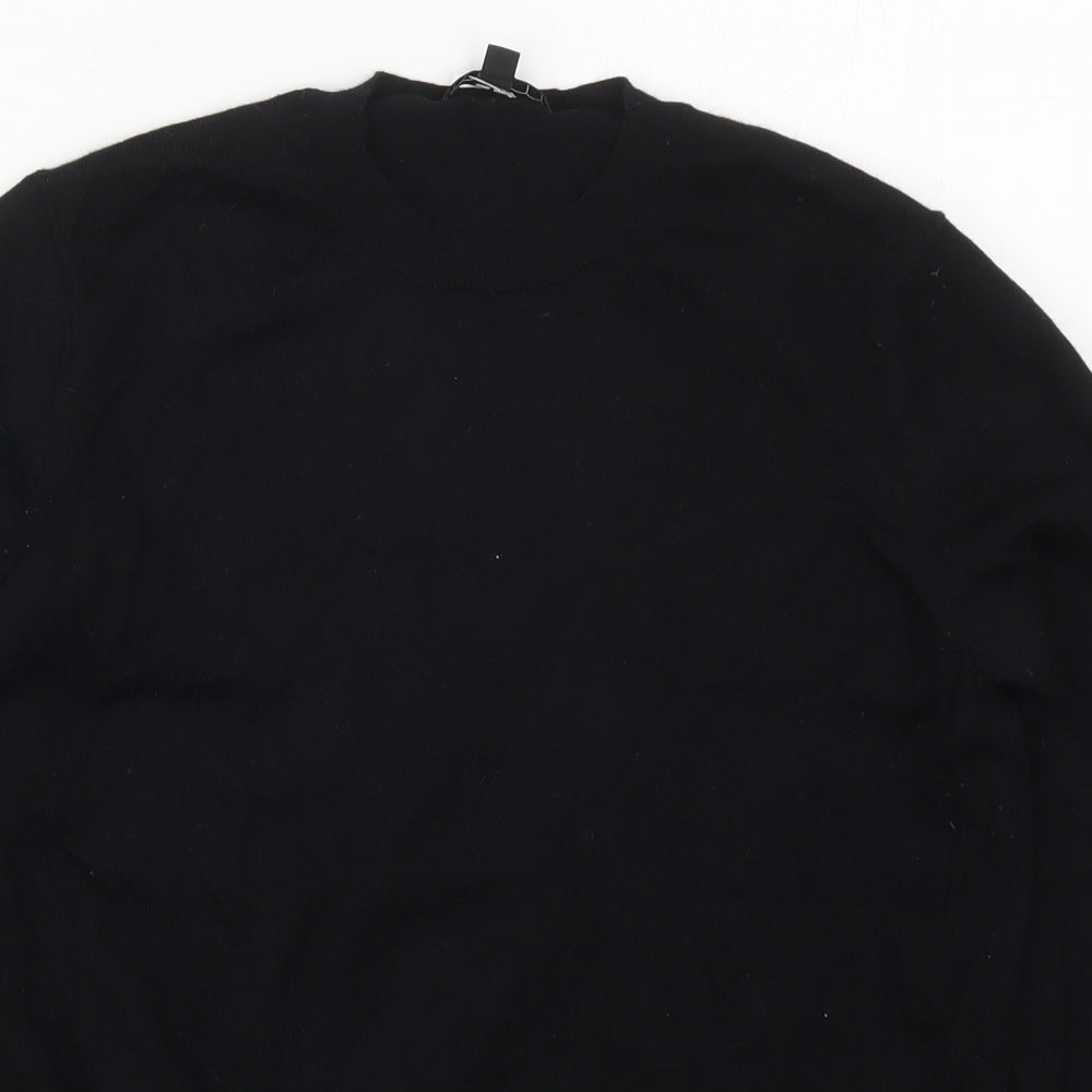 Uniqlo Mens Black Crew Neck  Viscose Pullover Jumper Size M