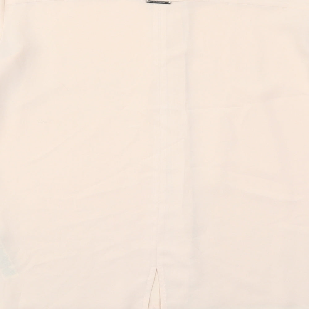 Marks and Spencer Womens Beige  Polyester Basic Button-Up Size 12 Round Neck
