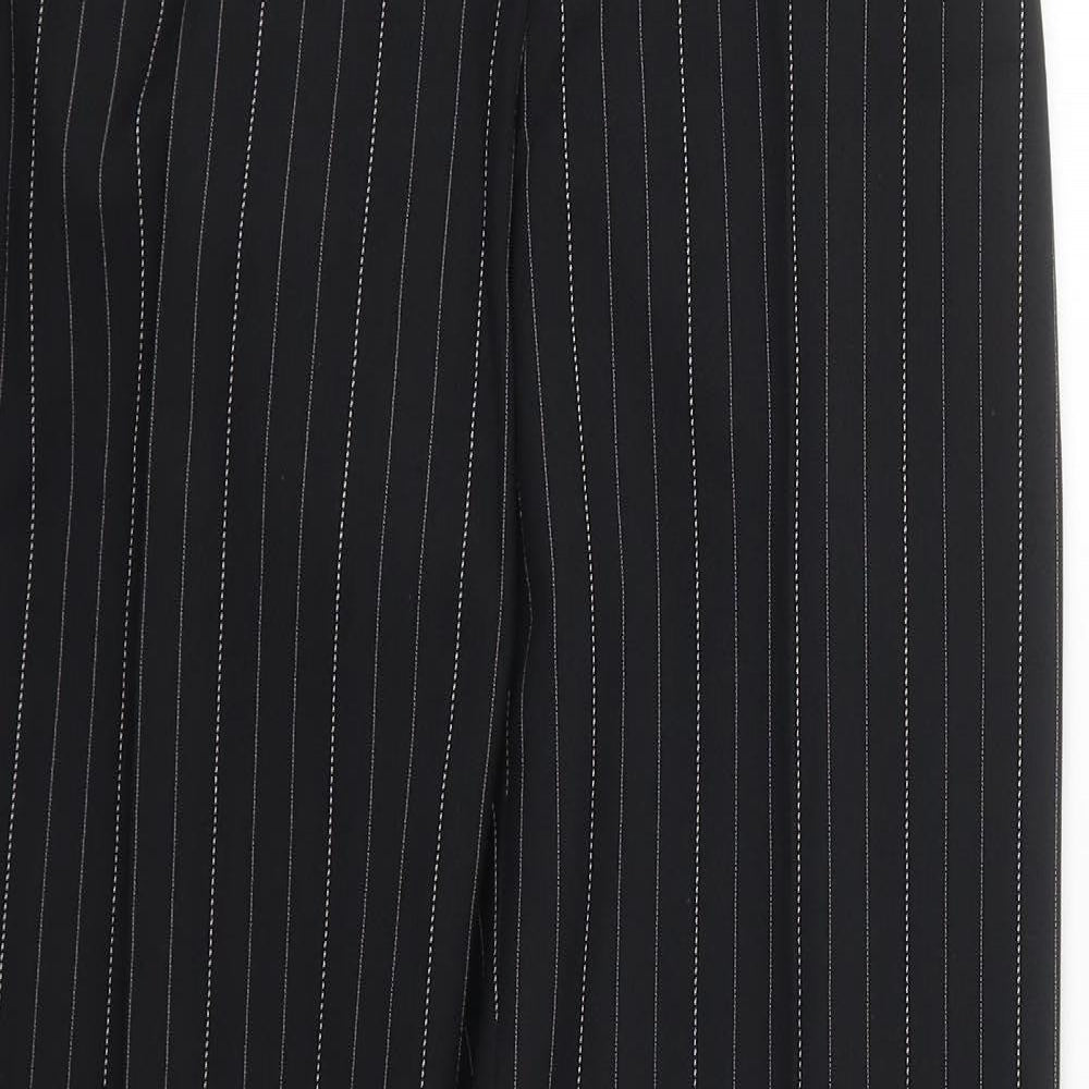 F&F Womens Black Striped Polyester Trousers  Size 8 L33 in Regular Hook & Eye