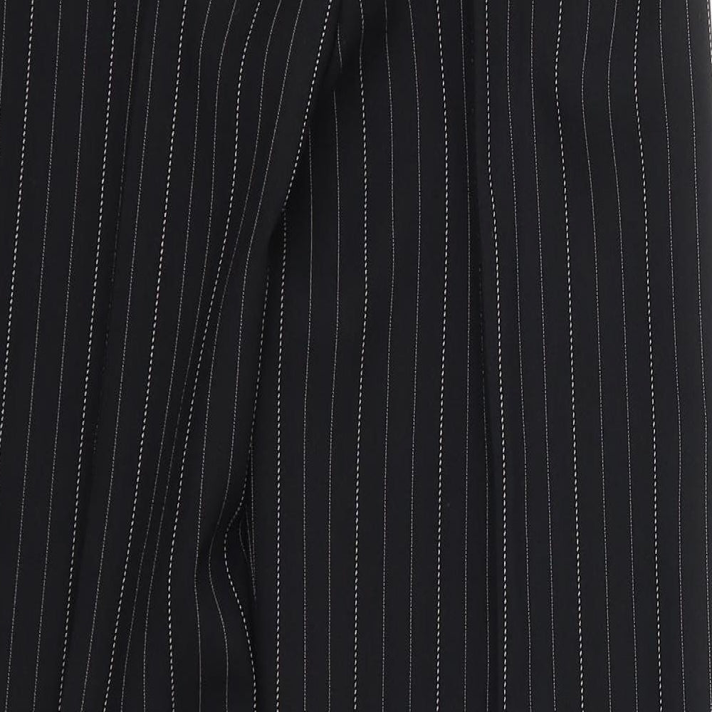 F&F Womens Black Striped Polyester Trousers  Size 8 L33 in Regular Hook & Eye