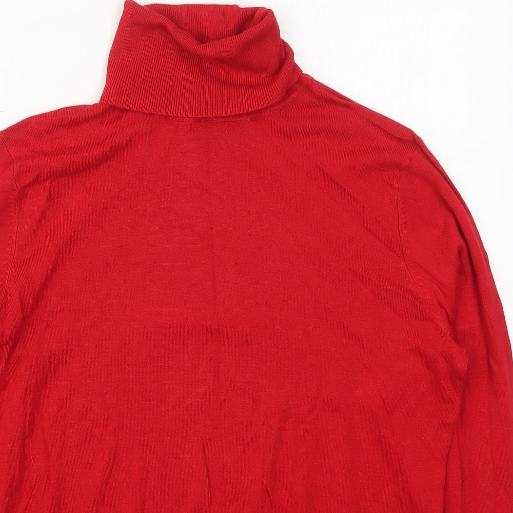 Dunnes Womens Red Roll Neck  Viscose Pullover Jumper Size L