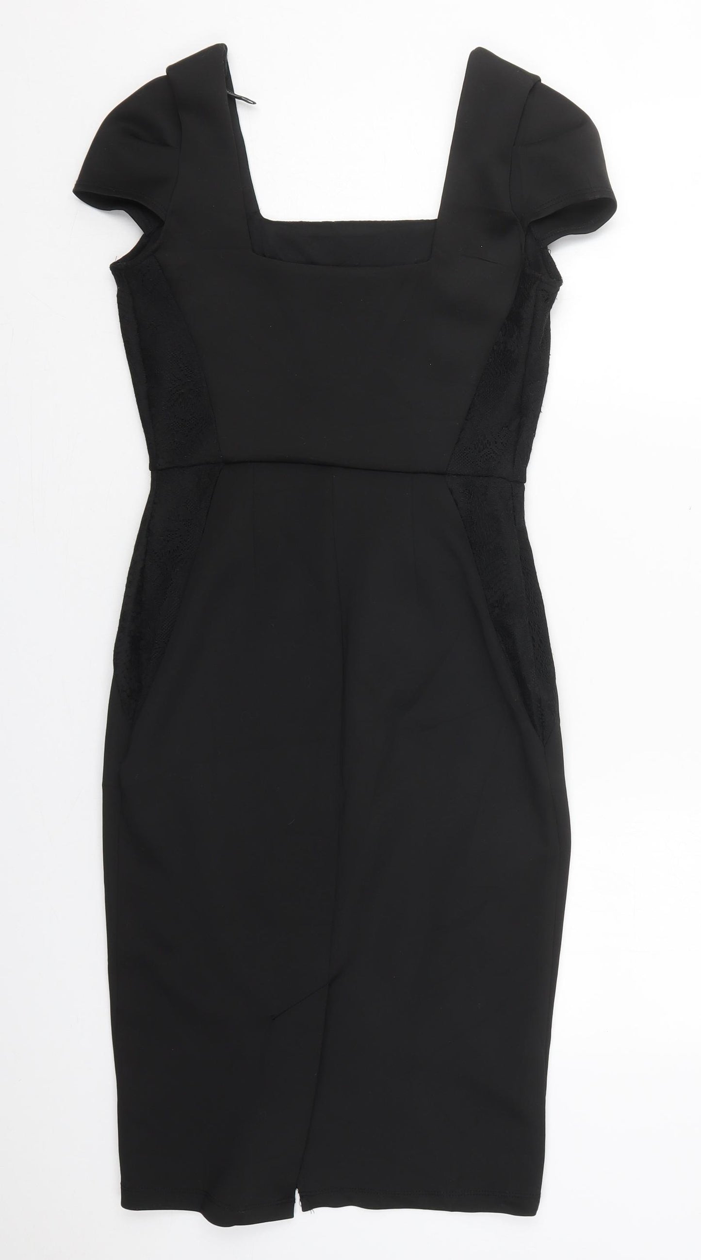 Dorothy Perkins Womens Black  Polyester Pencil Dress  Size 8  Square Neck Pullover