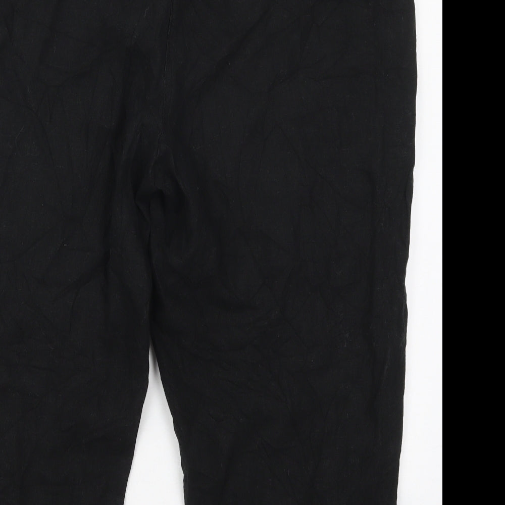 Debenhams Womens Black  Linen Capri Trousers Size 18 L21 in Regular Hook & Eye