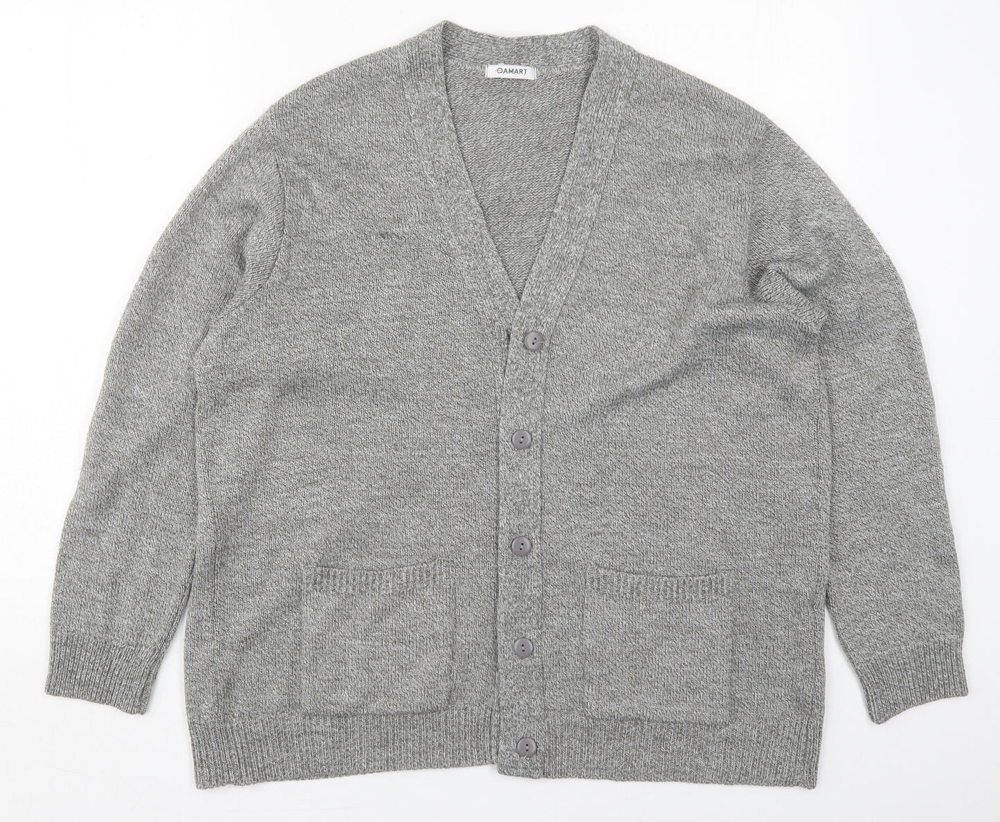 Damart Womens Grey V-Neck  Acrylic Cardigan Jumper Size 18
