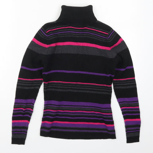 Matalan Womens Purple Roll Neck Striped Cotton Pullover Jumper Size 12   - Pink