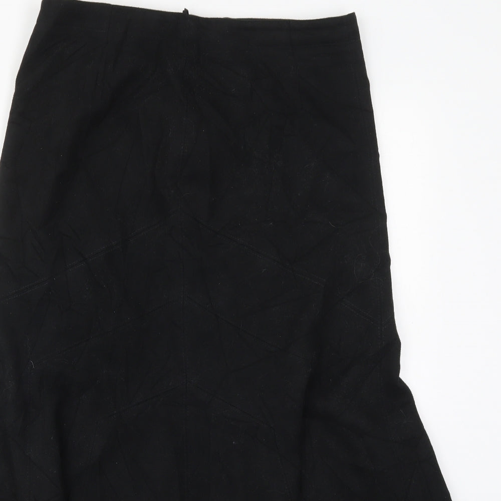 Marks and Spencer Womens Black  Polyester Flare Skirt Size 12   Zip