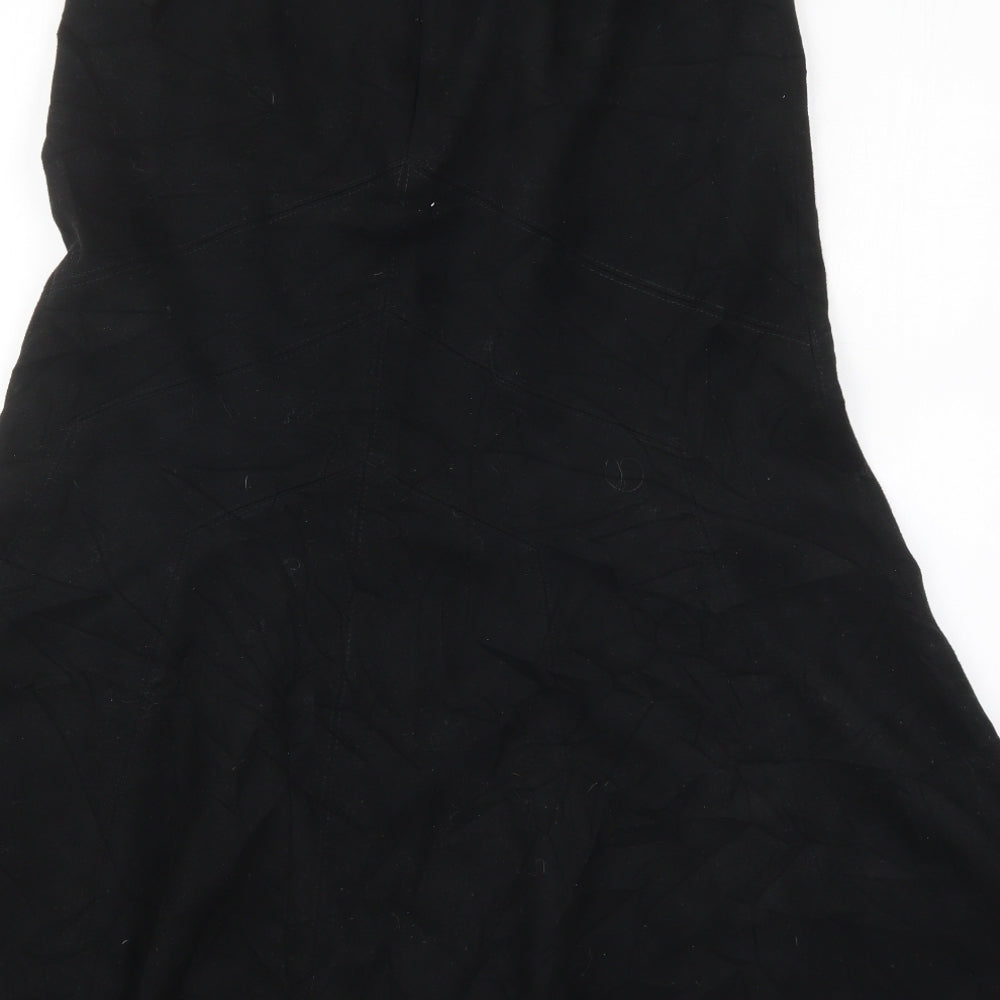 Marks and Spencer Womens Black  Polyester Flare Skirt Size 12   Zip