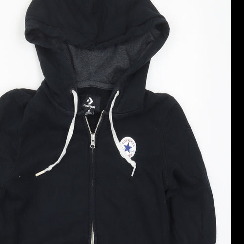 Converse Womens Black  Cotton Full Zip Hoodie Size S  Zip