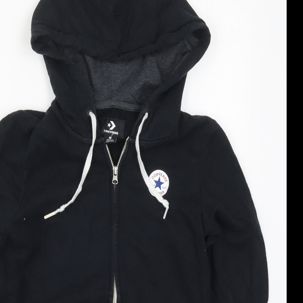 Converse Womens Black  Cotton Full Zip Hoodie Size S  Zip