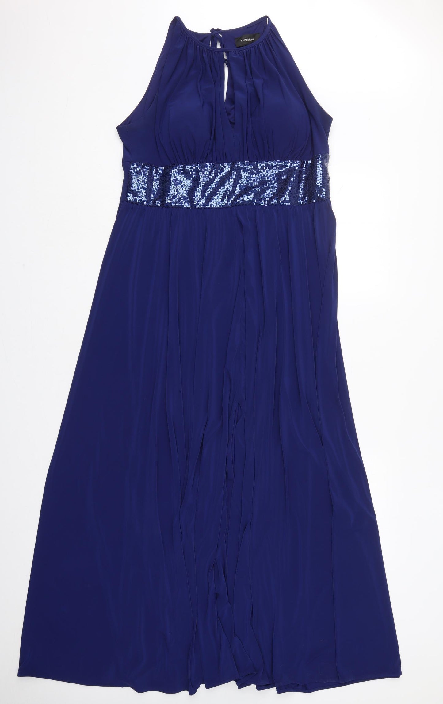 R&M Richards Womens Blue  Polyester Maxi  Size 16  Halter Zip