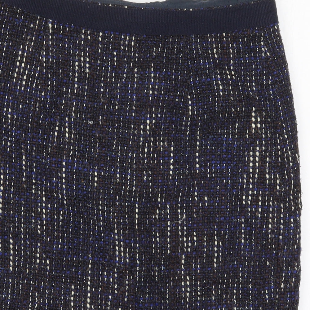 Austin Reed Womens Blue Geometric Wool Straight & Pencil Skirt Size 10   Zip