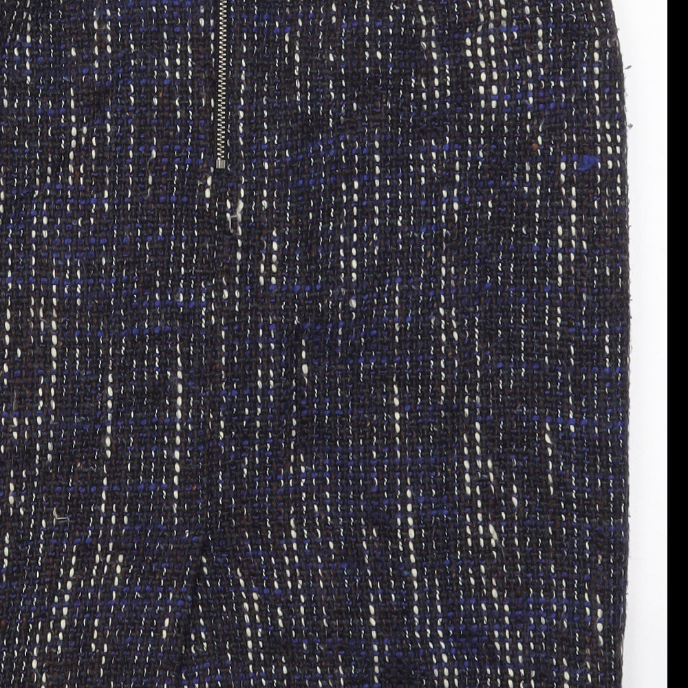 Austin Reed Womens Blue Geometric Wool Straight & Pencil Skirt Size 10   Zip