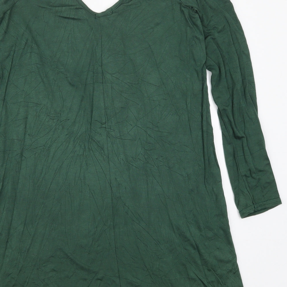 Boohoo Womens Green  Viscose Basic T-Shirt Size 14 V-Neck