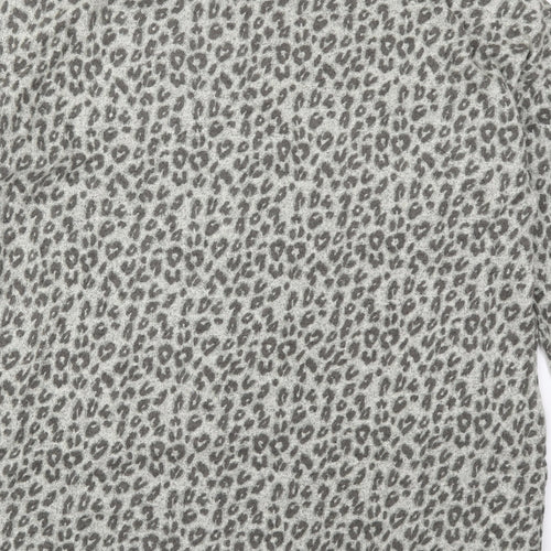 NEXT Womens Grey Animal Print Cotton T-Shirt Dress  Size 18  Roll Neck Pullover