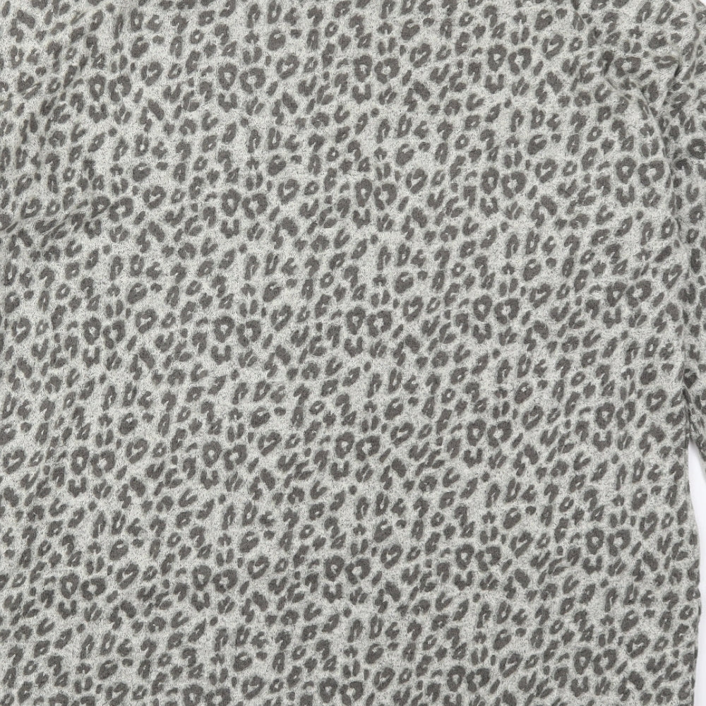 NEXT Womens Grey Animal Print Cotton T-Shirt Dress  Size 18  Roll Neck Pullover