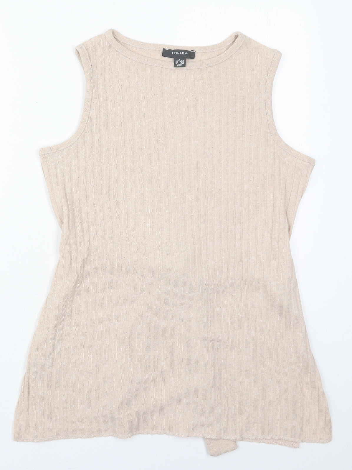 Primark Womens Beige  Polyester Basic Tank Size 12 Boat Neck
