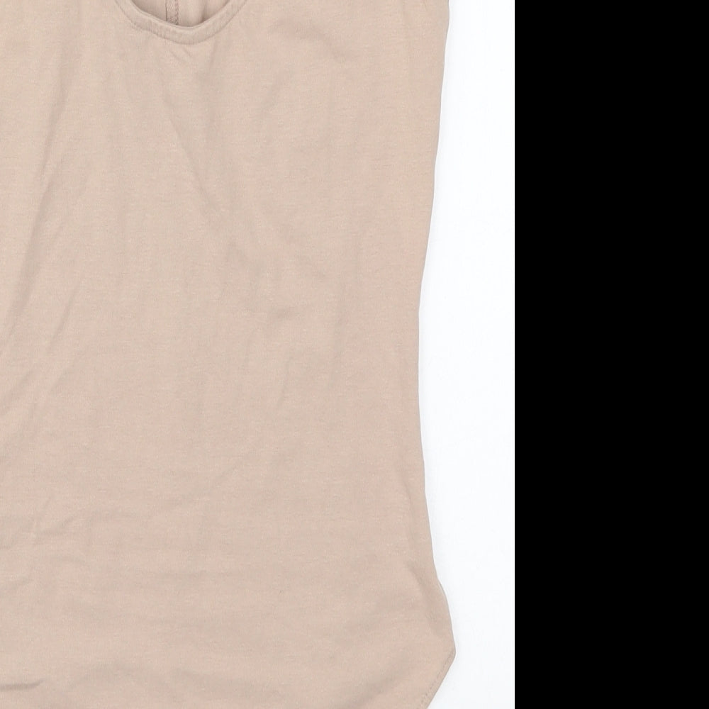 New Look Womens Beige  Cotton Bodysuit One-Piece Size 12  Button
