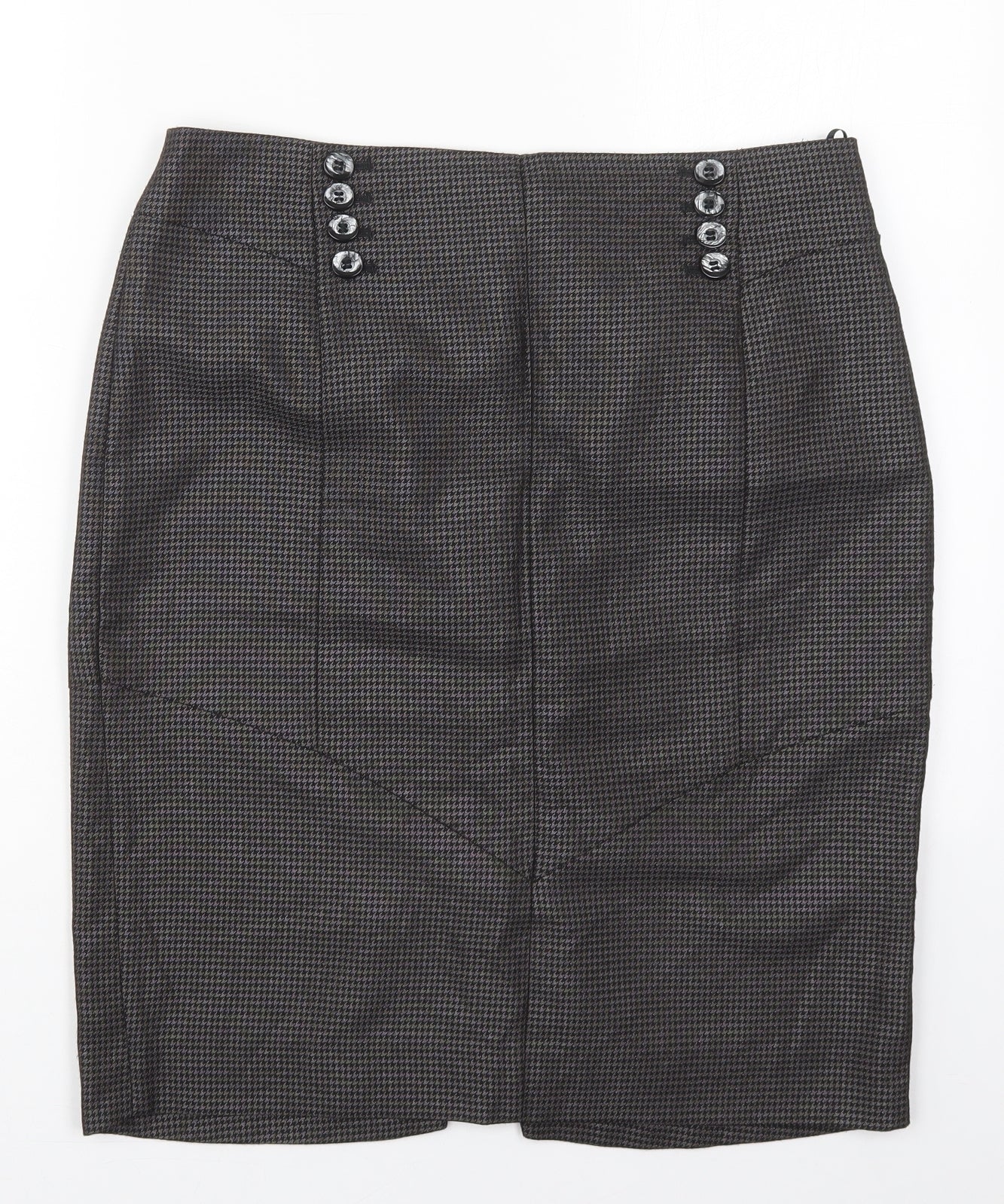 NEXT Womens Grey Herringbone Polyester Straight & Pencil Skirt Size 14   Zip