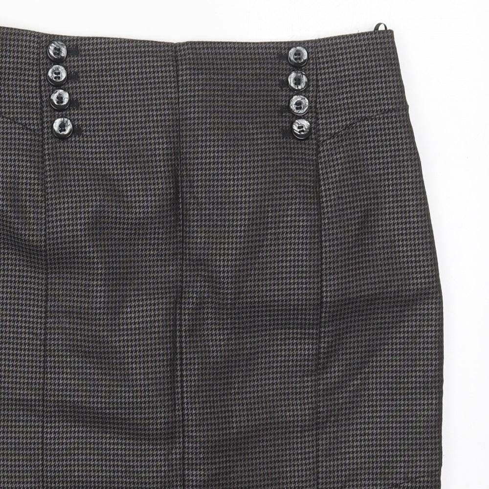 NEXT Womens Grey Herringbone Polyester Straight & Pencil Skirt Size 14   Zip