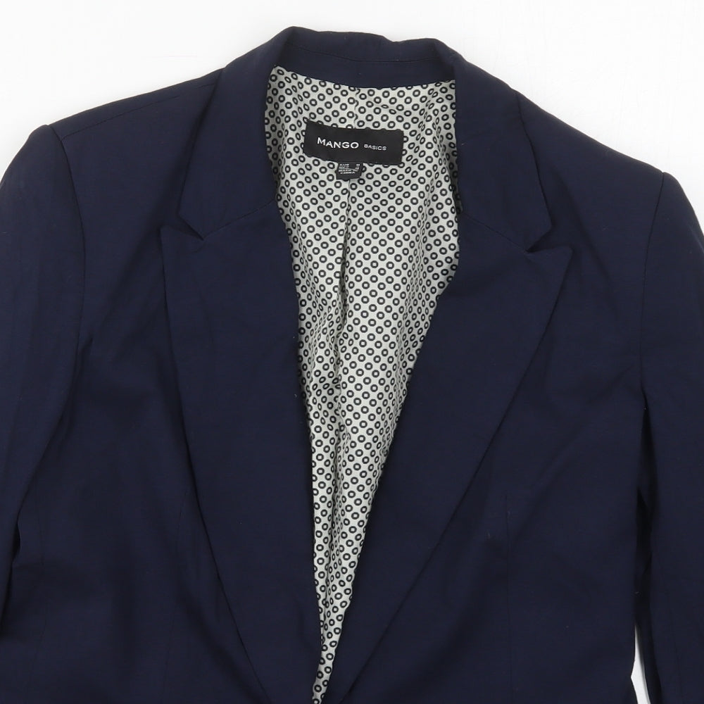 Mango Womens Blue  Polyester Jacket Suit Jacket Size M