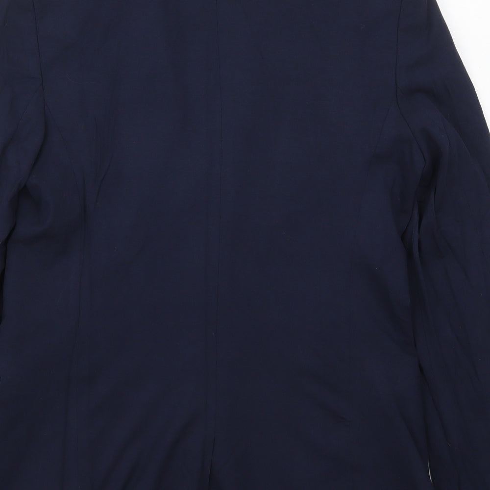 Mango Womens Blue  Polyester Jacket Suit Jacket Size M