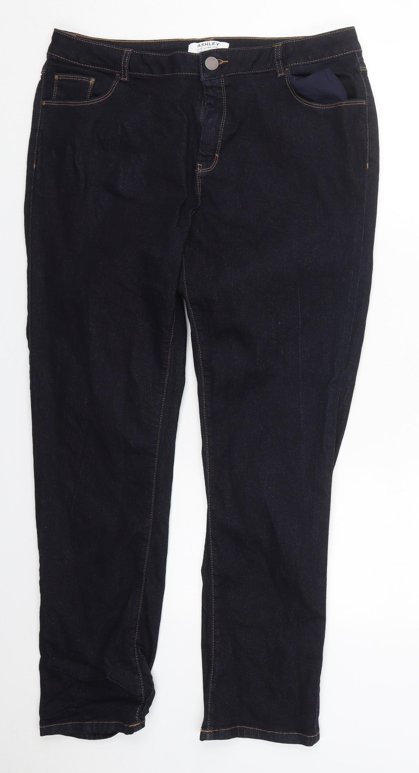 Dorothy Perkins Womens Blue  Cotton Tapered Jeans Size 16 L29 in Regular Button