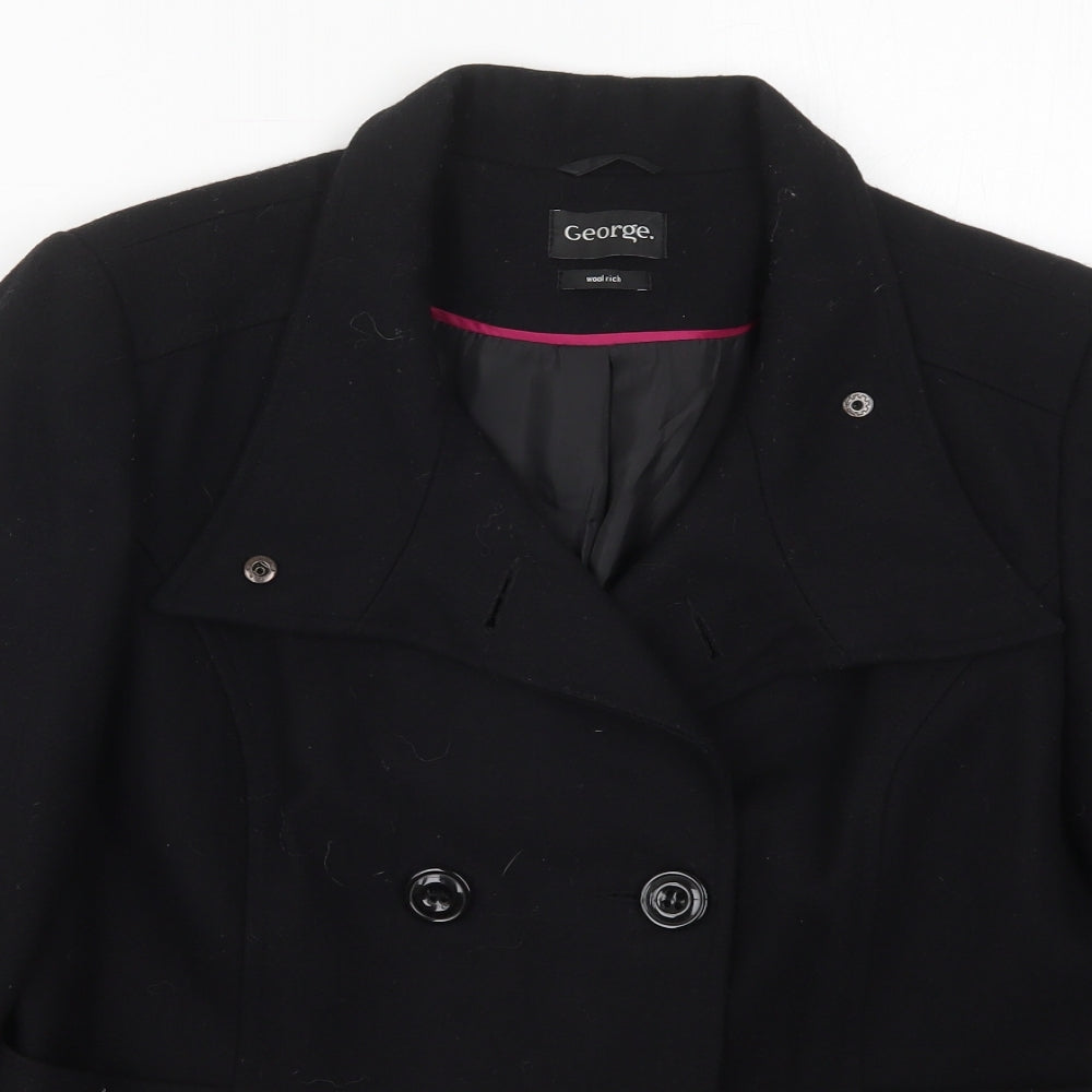 George Womens Black   Pea Coat Coat Size 18  Button