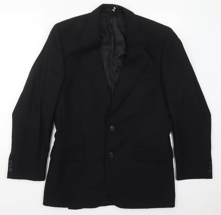 Grosvenor Mens Black Striped Wool Jacket Suit Jacket Size 36