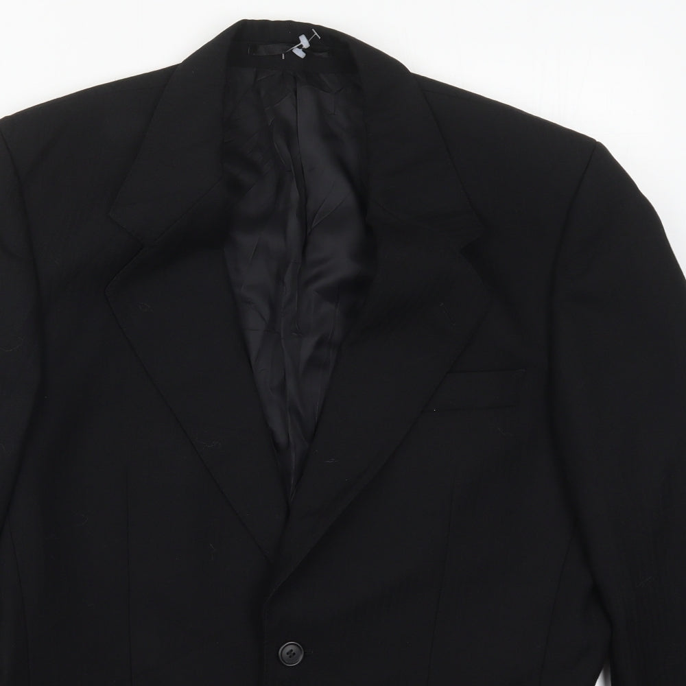 Grosvenor Mens Black Striped Wool Jacket Suit Jacket Size 36