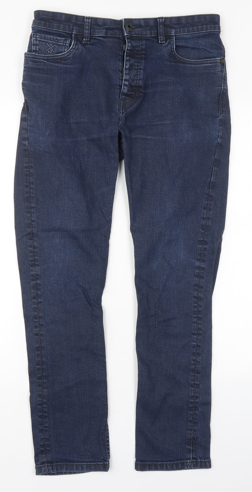 NEXT Mens Blue  Cotton Straight Jeans Size 32 L29 in Slim Button
