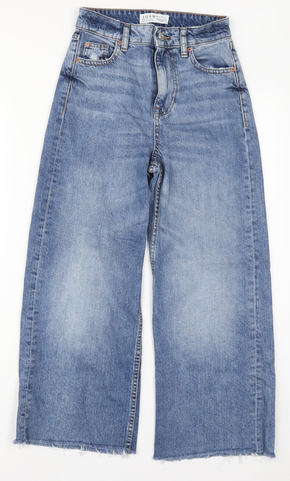 Denim Co Womens Blue  Cotton Wide-Leg Jeans Size 4 L24 in Regular Button