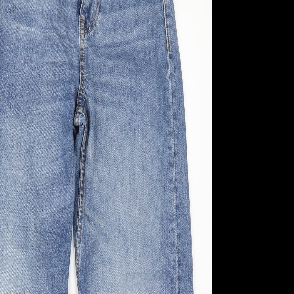 Denim Co Womens Blue  Cotton Wide-Leg Jeans Size 4 L24 in Regular Button