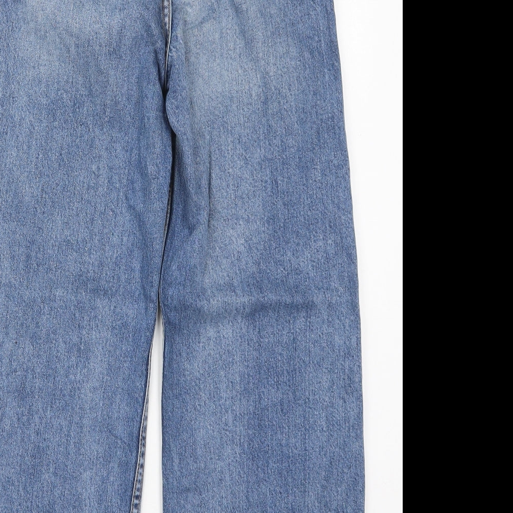 Denim Co Womens Blue  Cotton Wide-Leg Jeans Size 4 L24 in Regular Button