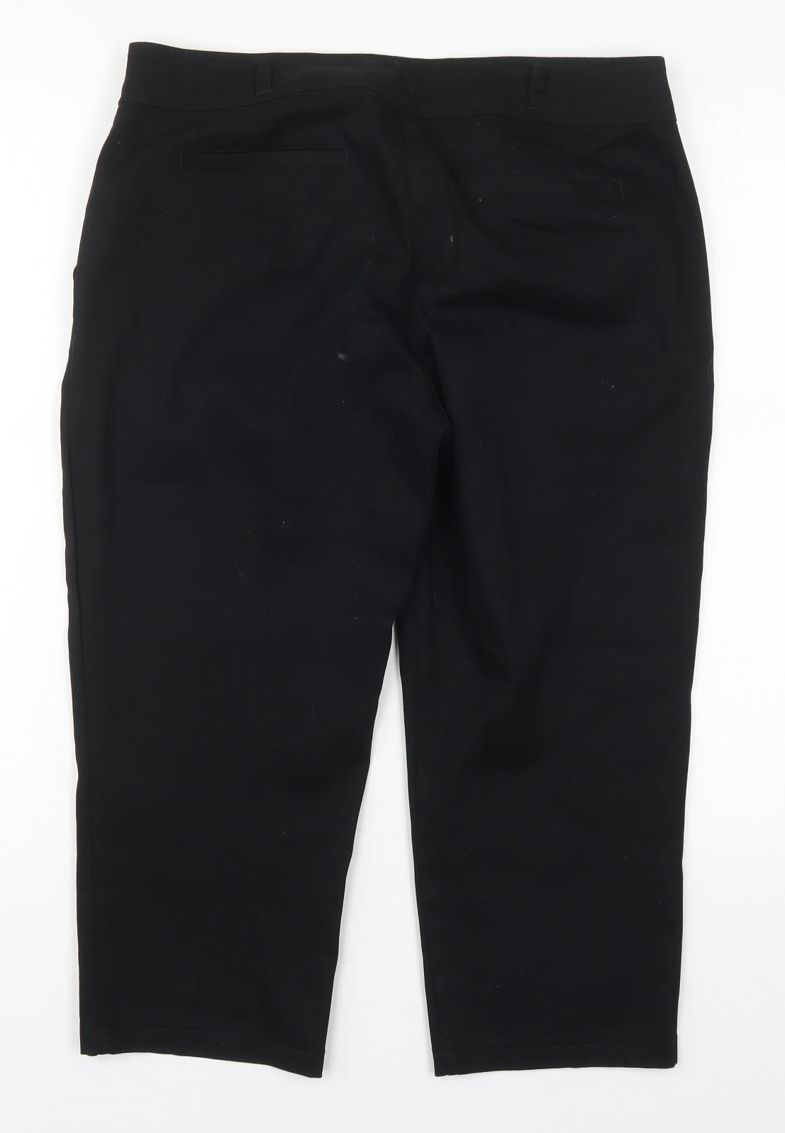 Wallis Womens Black  Cotton Cropped Trousers Size 12 L21 in Regular Button
