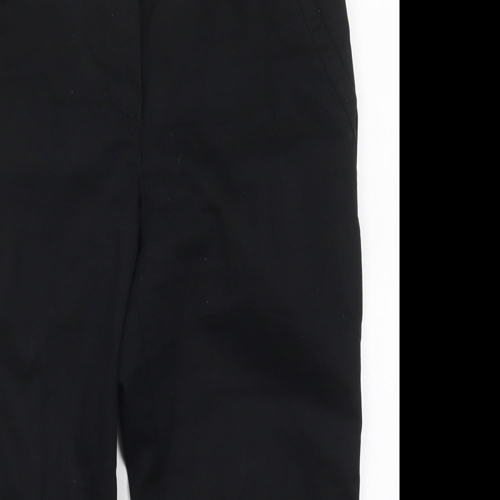 Wallis Womens Black  Cotton Cropped Trousers Size 12 L21 in Regular Button