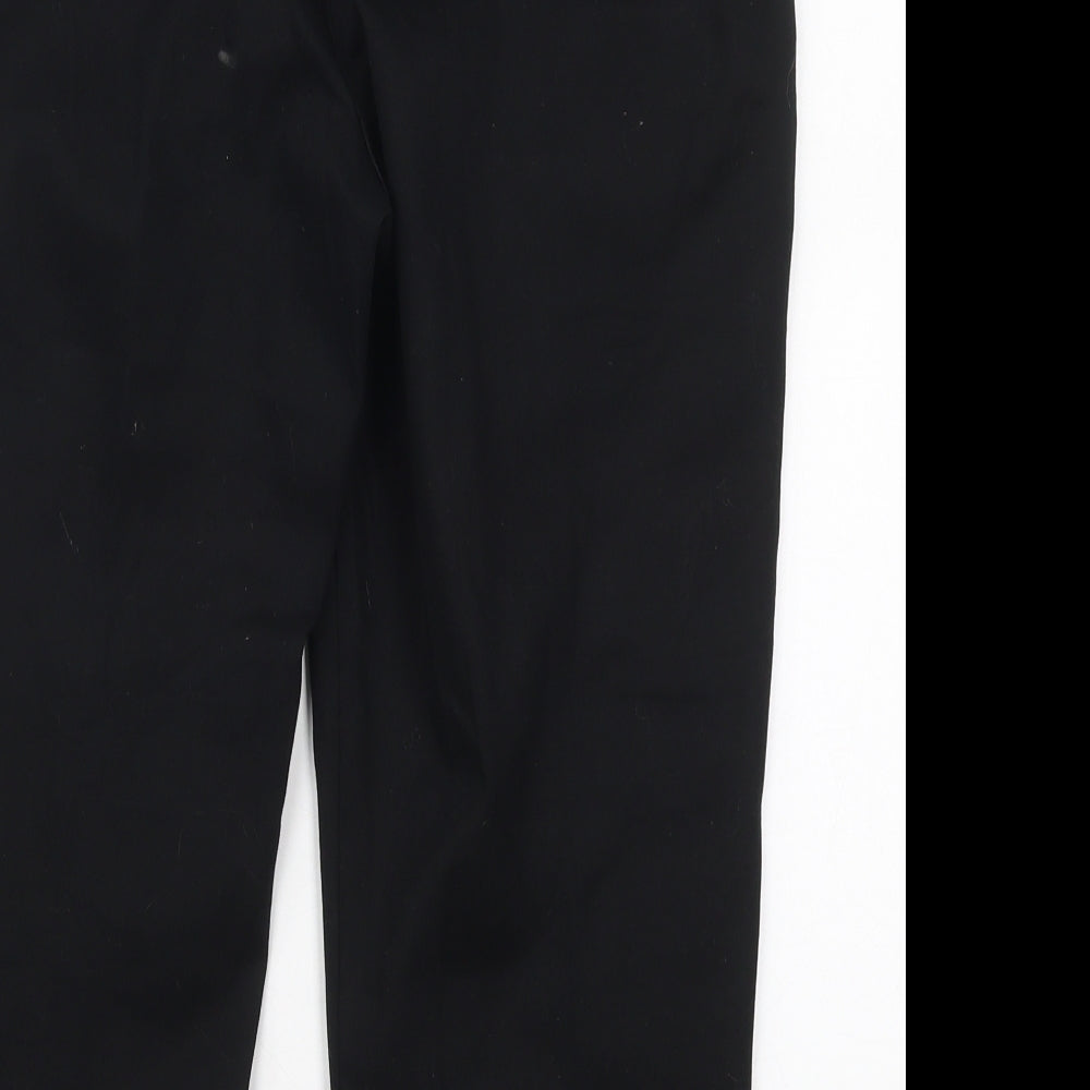Wallis Womens Black  Cotton Cropped Trousers Size 12 L21 in Regular Button