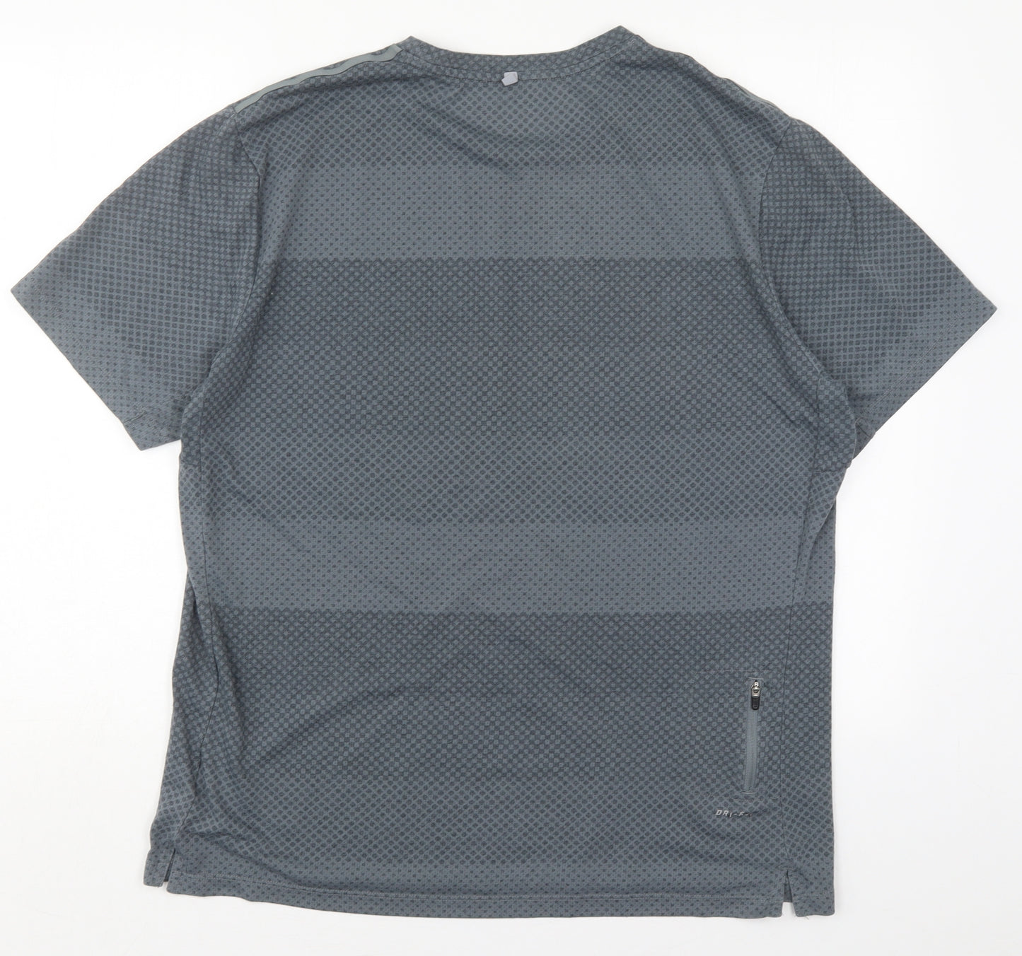 Nike Mens Grey Geometric Polyester  T-Shirt Size XL Crew Neck