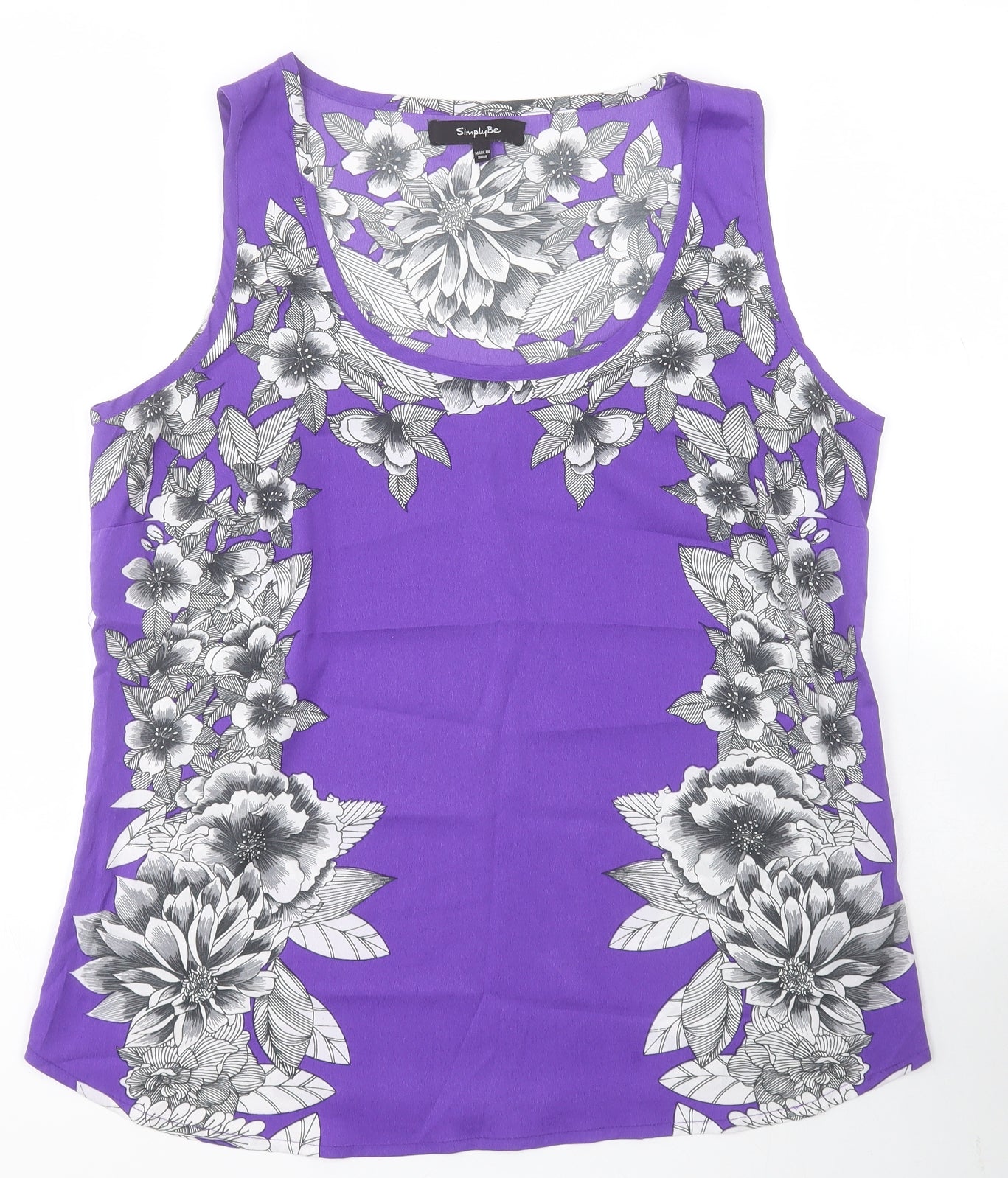 Simply B Womens Purple Floral Polyester Camisole Tank Size 16 Scoop Neck