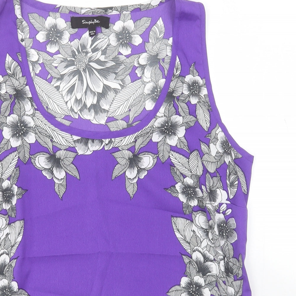 Simply B Womens Purple Floral Polyester Camisole Tank Size 16 Scoop Neck