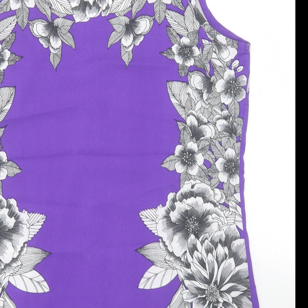 Simply B Womens Purple Floral Polyester Camisole Tank Size 16 Scoop Neck