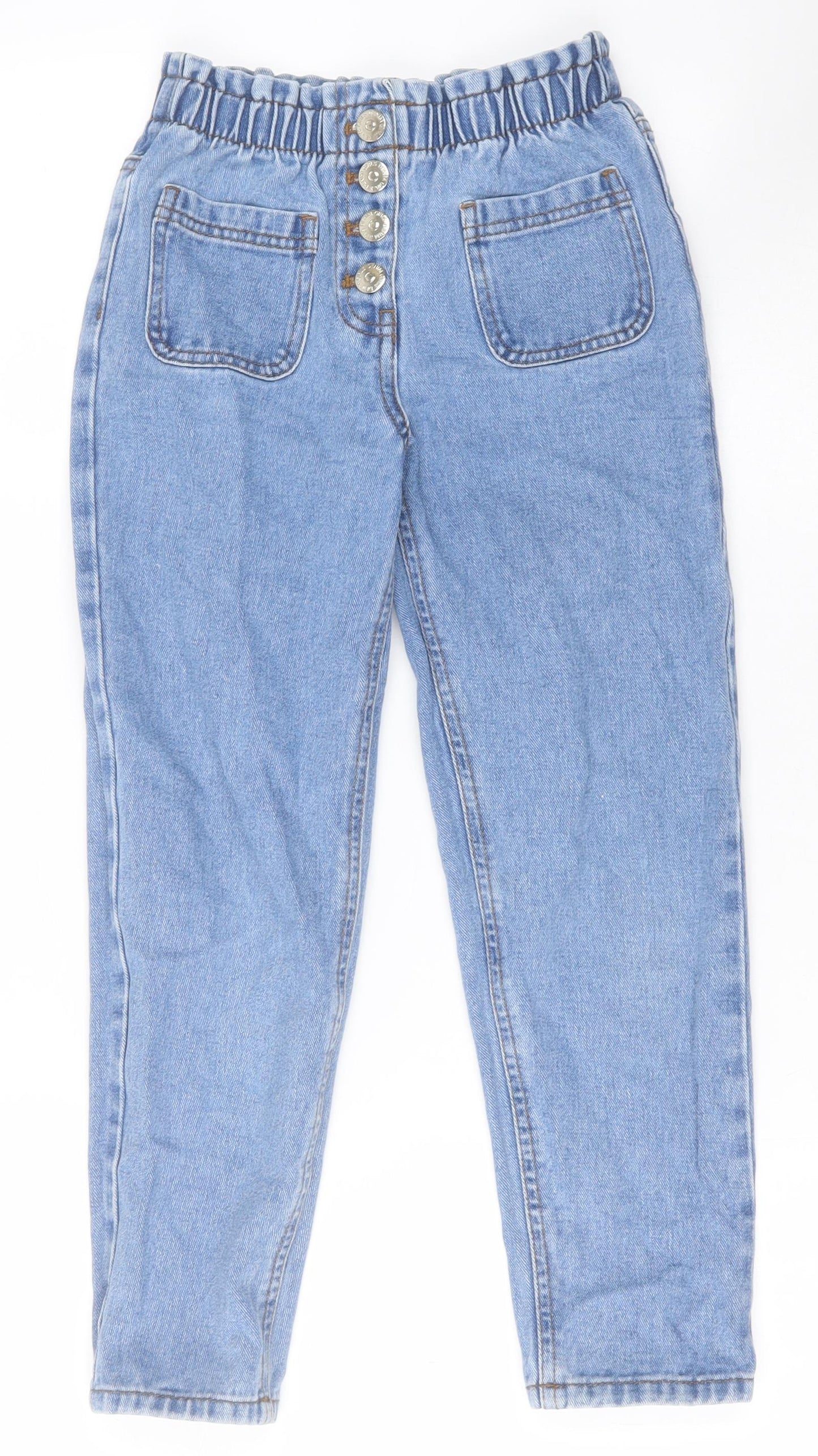 Matalan Girls Blue  Cotton Straight Jeans Size 8 Years  Regular Button