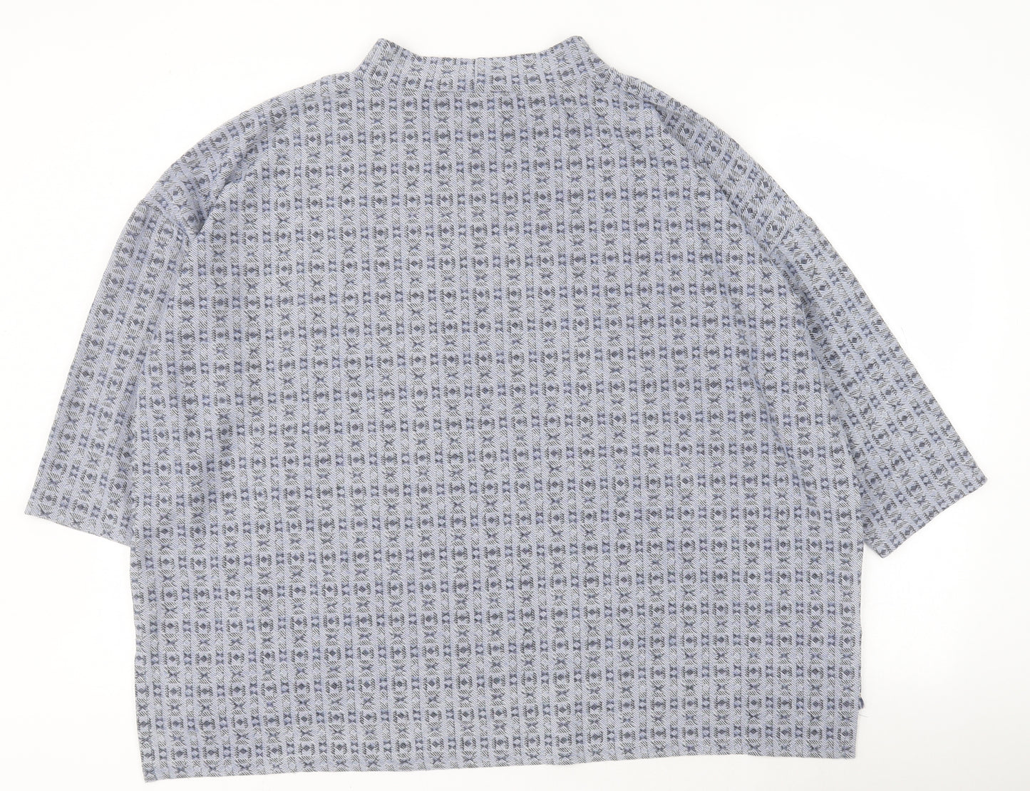 Nutmeg Womens Blue Geometric Polyester Basic T-Shirt Size 20 Round Neck