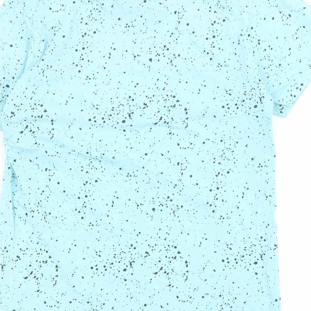 Matalan Boys Blue Polka Dot Cotton Basic T-Shirt Size 8 Years Round Neck Pullover