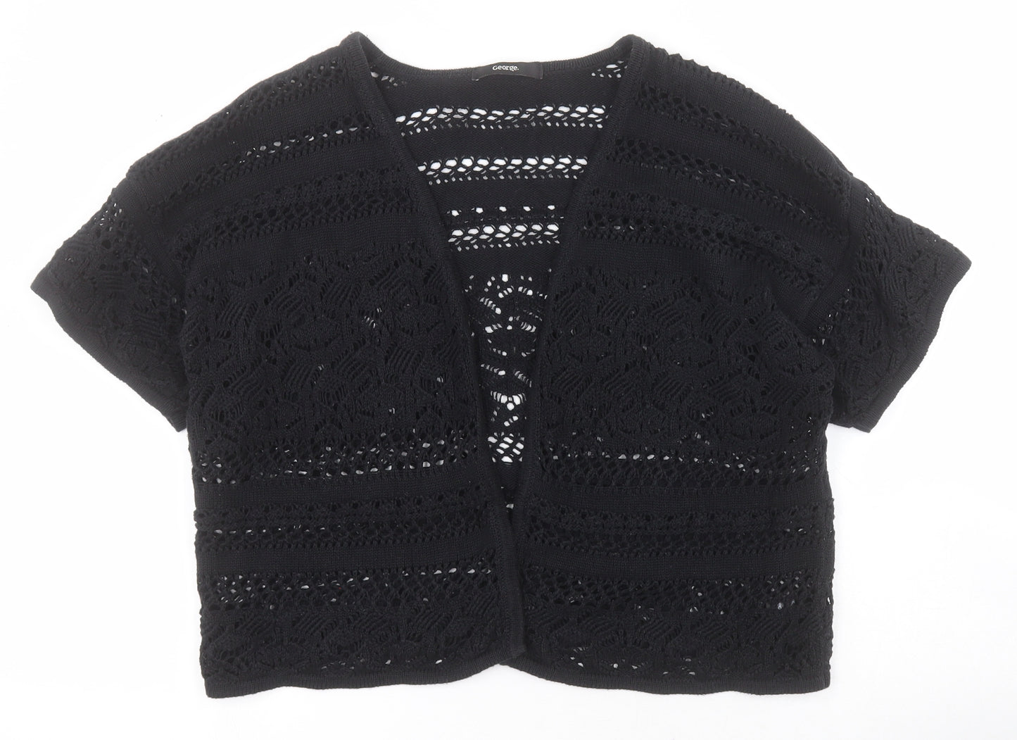 George Womens Black Square Neck  100% Cotton Shrug Jumper Size 18